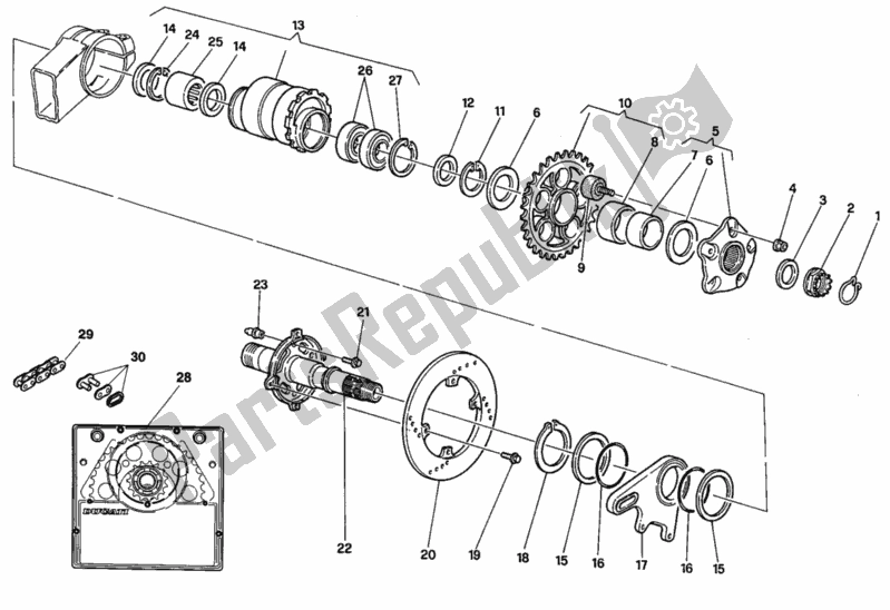 Todas as partes de Cubo, Roda Traseira do Ducati Superbike 916 SPS 1997